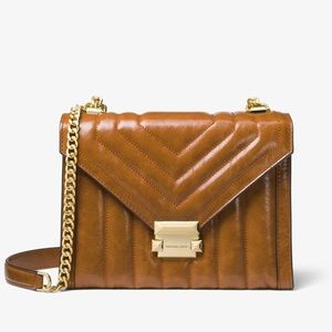 Michael Kors Whitney Quilted Leather Large Shoulder  Bag in Brown / Acorn